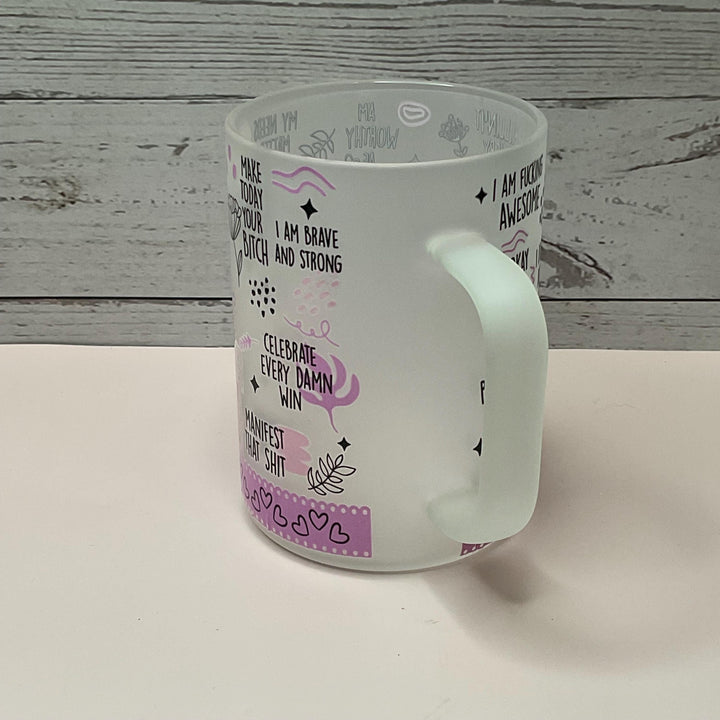 Affirmations Frosted Coffee Mug - Stylish Mom Gift (15 oz)