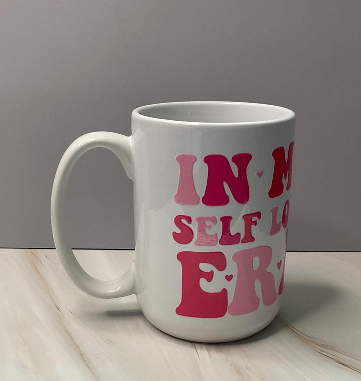 Self Love Era Coffee Mug: Inspirational Pink Quote, 15 oz Ceramic