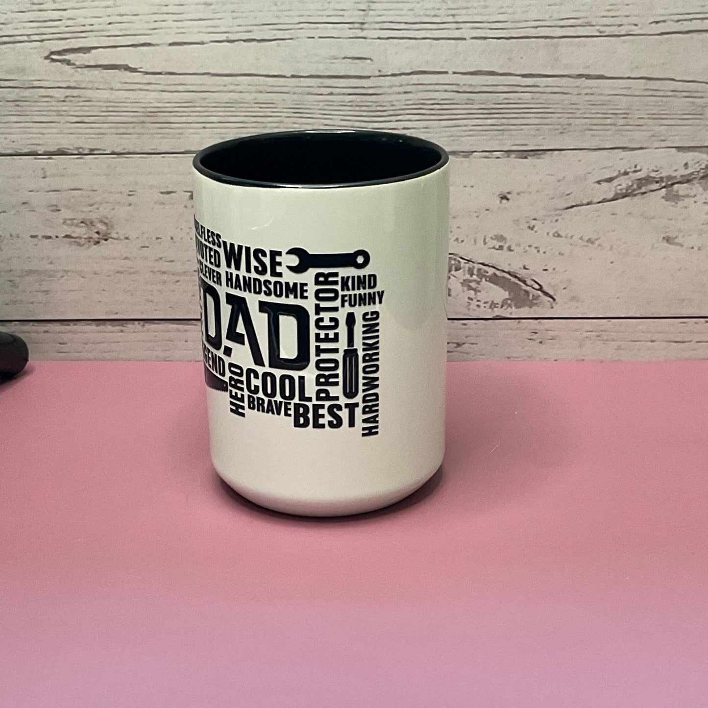 Two-Tone Black and White Coffee Mug - 15 oz Ceramic Dad Mug