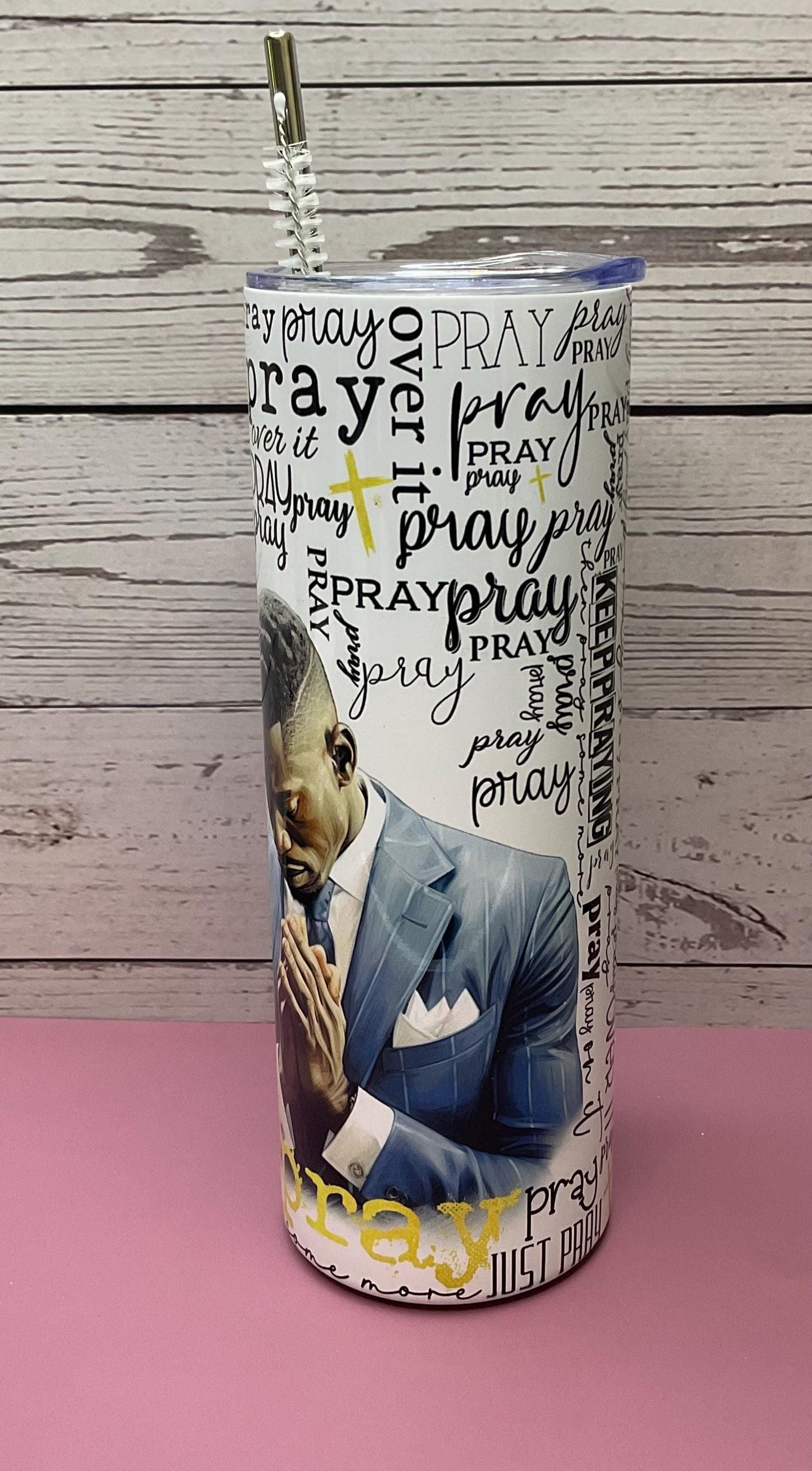 Pray Over It Tumbler: 20 oz Insulated Man of God Gift