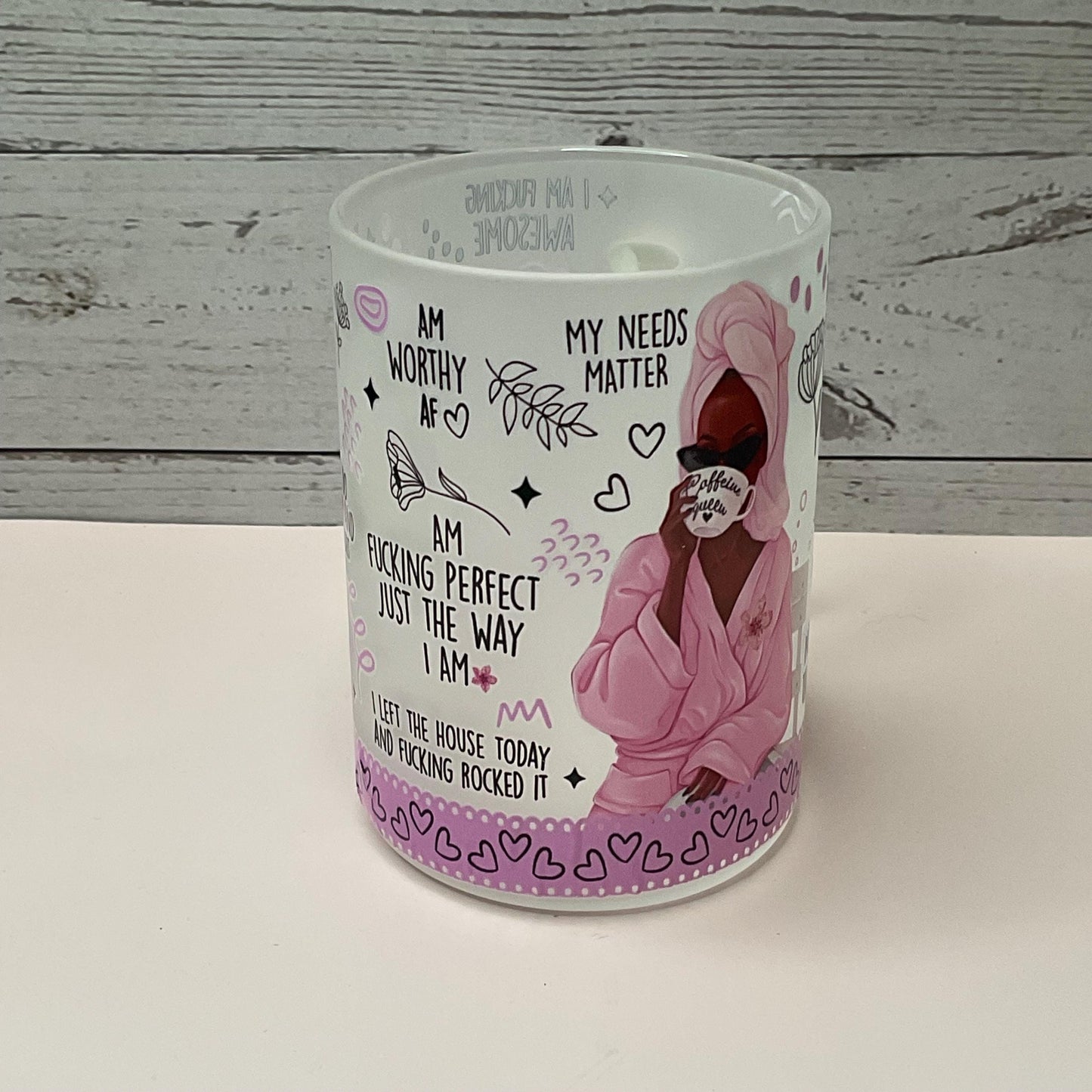 Affirmations Frosted Coffee Mug - Stylish Mom Gift (15 oz)