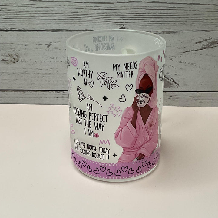 Affirmations Frosted Coffee Mug - Stylish Mom Gift (15 oz)