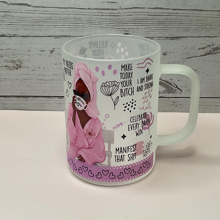 Affirmations Frosted Coffee Mug - Stylish Mom Gift (15 oz)