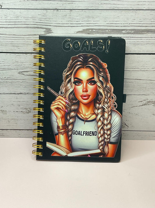 Goals Journal: Hard Cover Daily Planner with Pen Holder