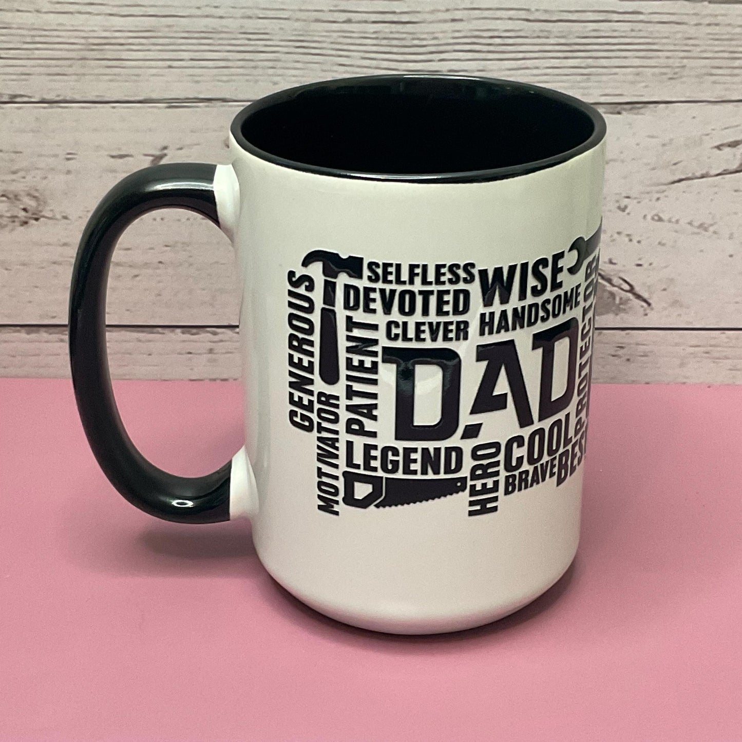 Two-Tone Black and White Coffee Mug - 15 oz Ceramic Dad Mug
