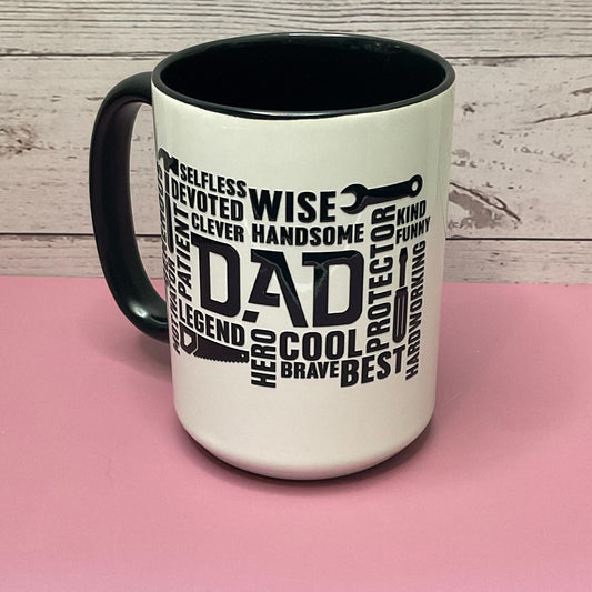Two-Tone Black and White Coffee Mug - 15 oz Ceramic Dad Mug