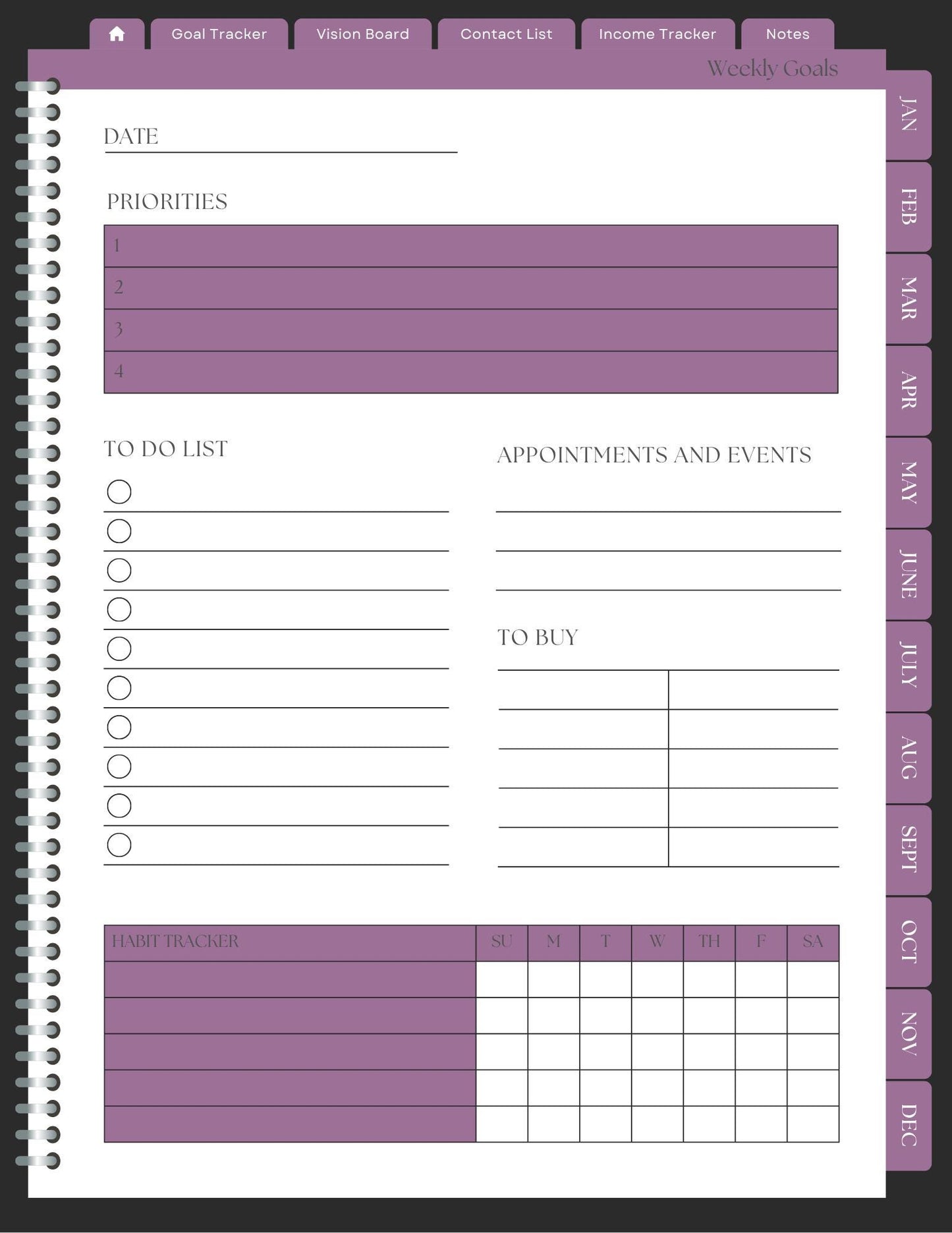 Purple Digital Planner: On-the-Go Organization
