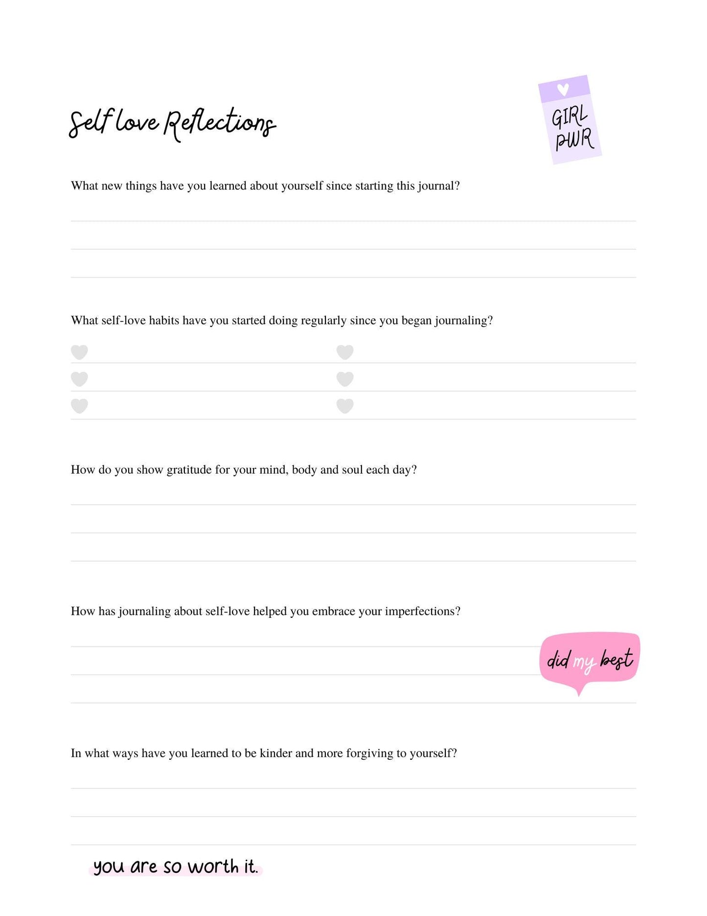 Self-Love Journal for Teenagers: Digital Gift