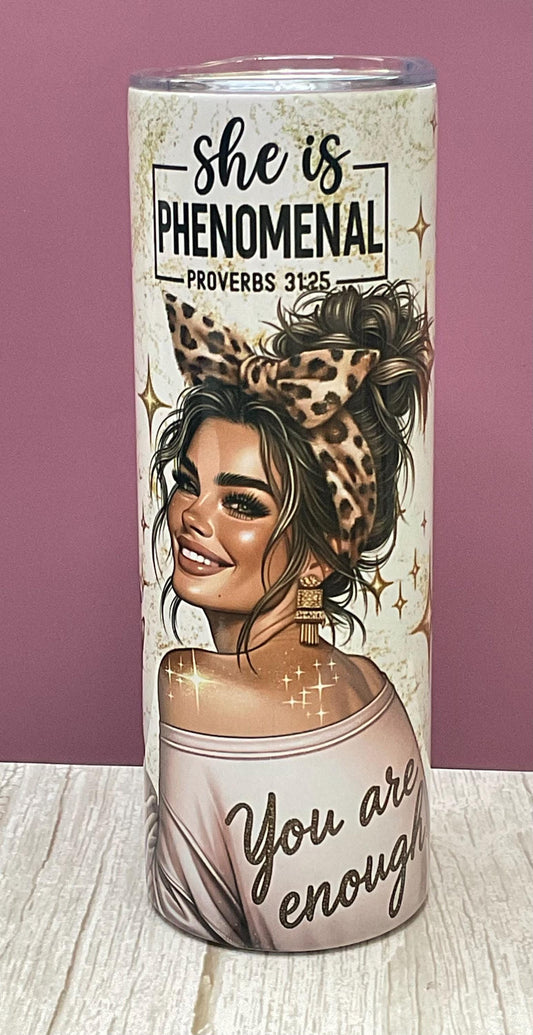 Phenomenal Woman - 20 oz Tumbler + Insulated Lid, Perfect Gift for Mom, Best Friend, Daughter