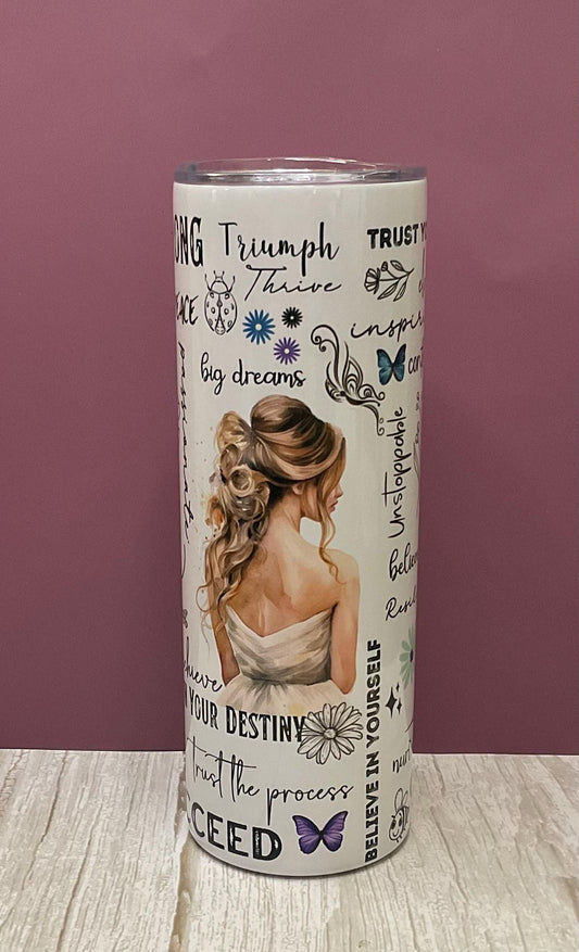 Self Love Affirmation- 20 oz Tumbler + Insulated Lid, Perfect Gift for Mom, Best Friend, Daughter
