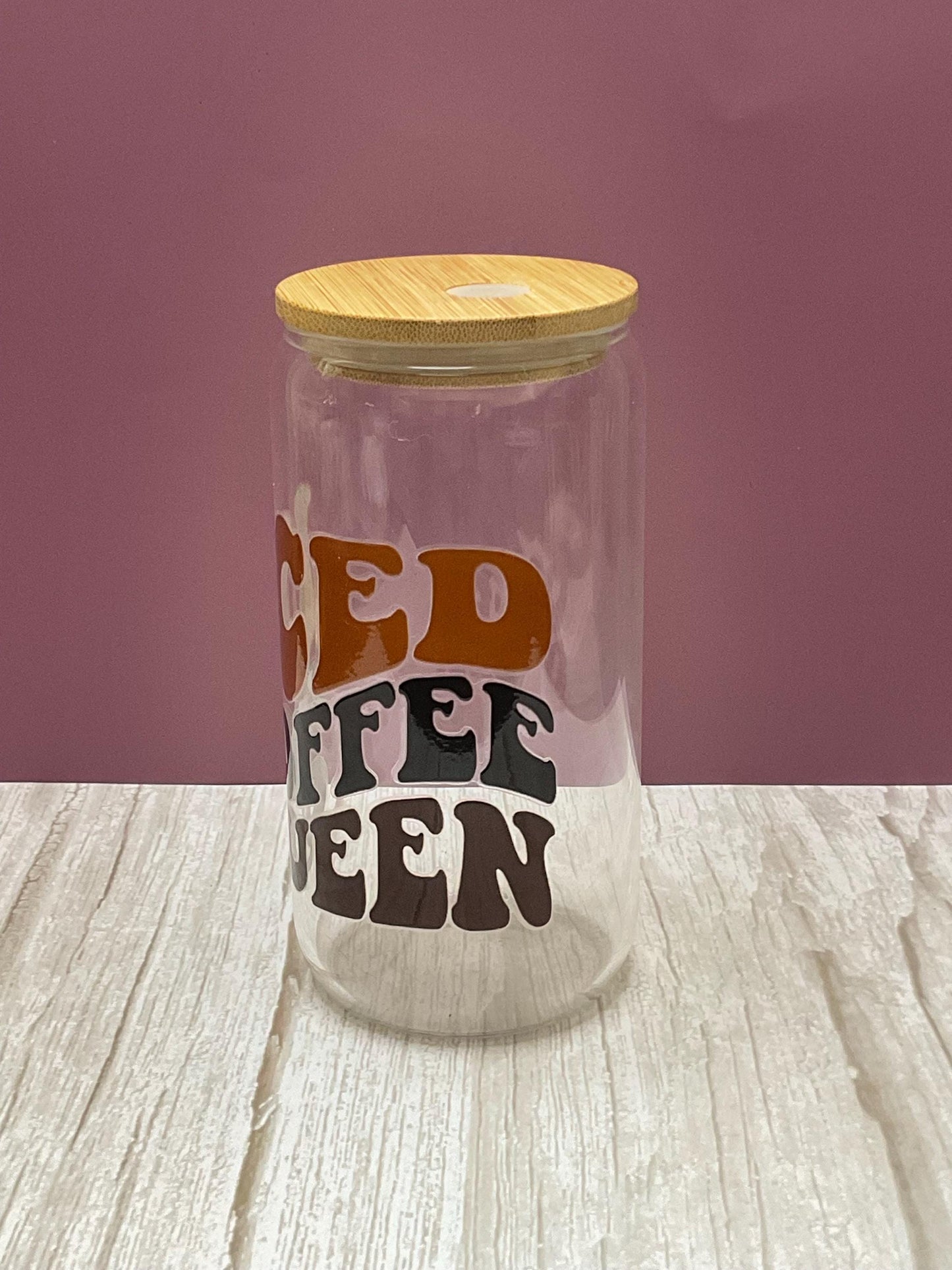 Iced Coffee Queen Glass Cup - 16 oz Iced Drink Tumbler
