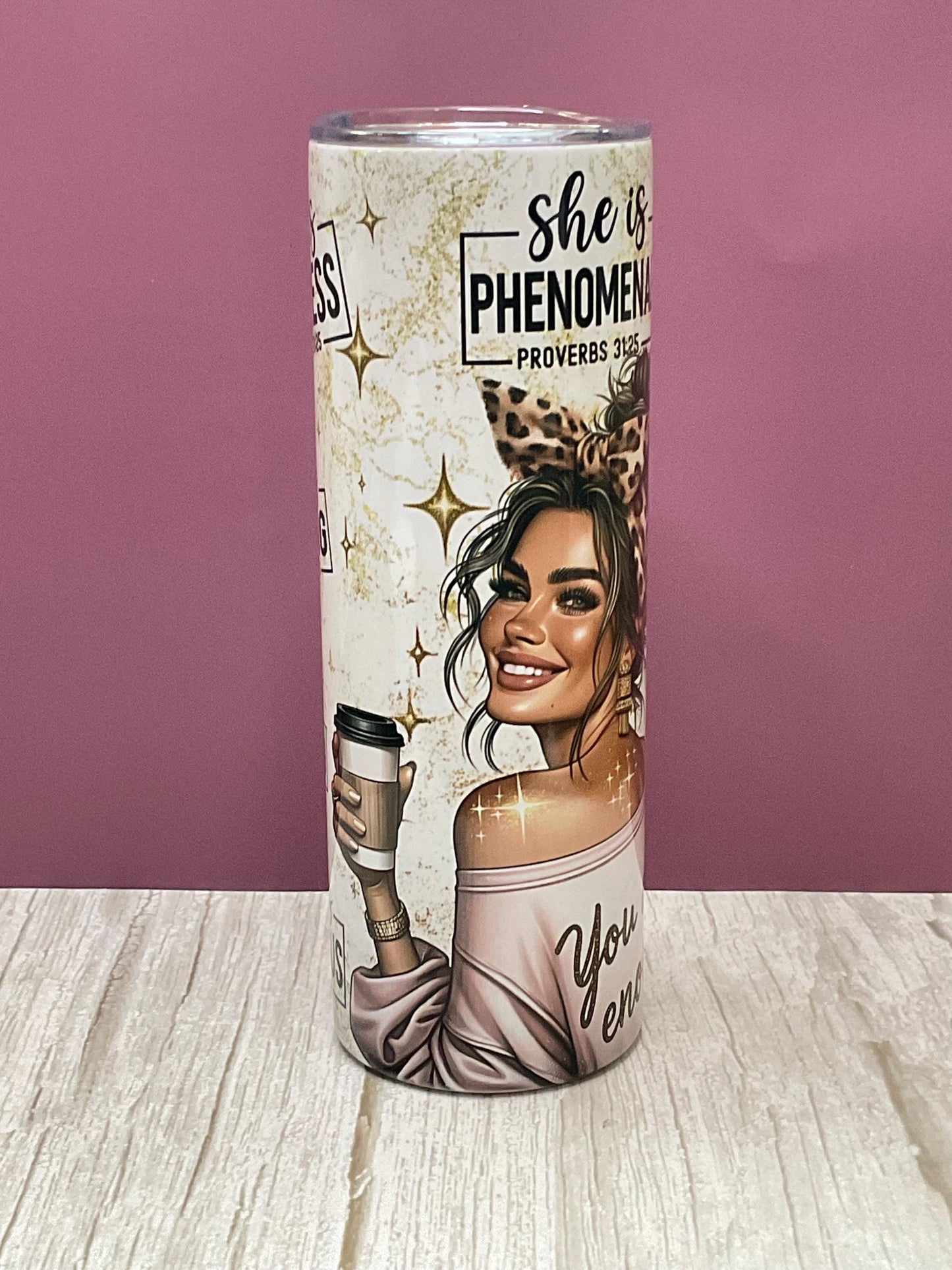 Phenomenal Woman - 20 oz Tumbler + Insulated Lid, Perfect Gift for Mom, Best Friend, Daughter
