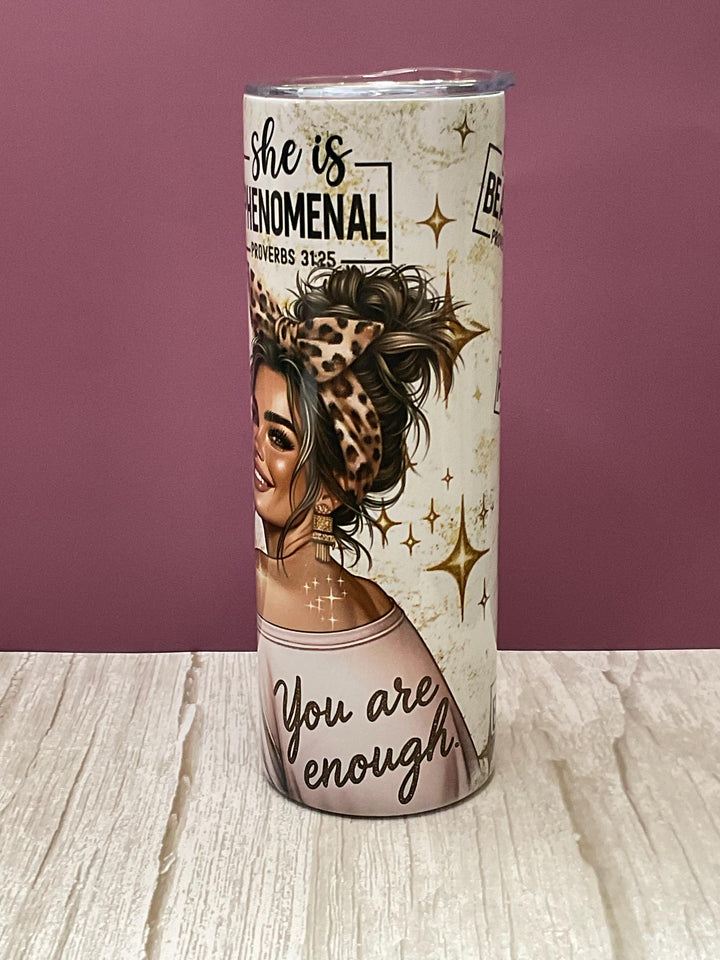 Phenomenal Woman - 20 oz Tumbler + Insulated Lid, Perfect Gift for Mom, Best Friend, Daughter