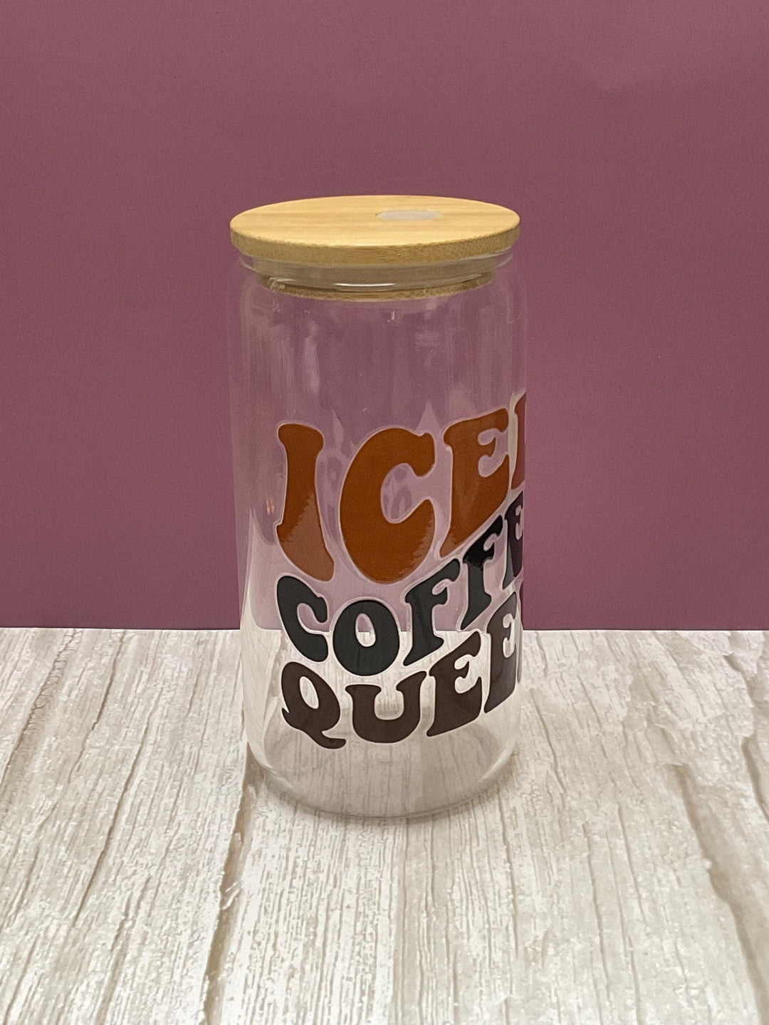 Iced Coffee Queen Glass Cup - 16 oz Iced Drink Tumbler
