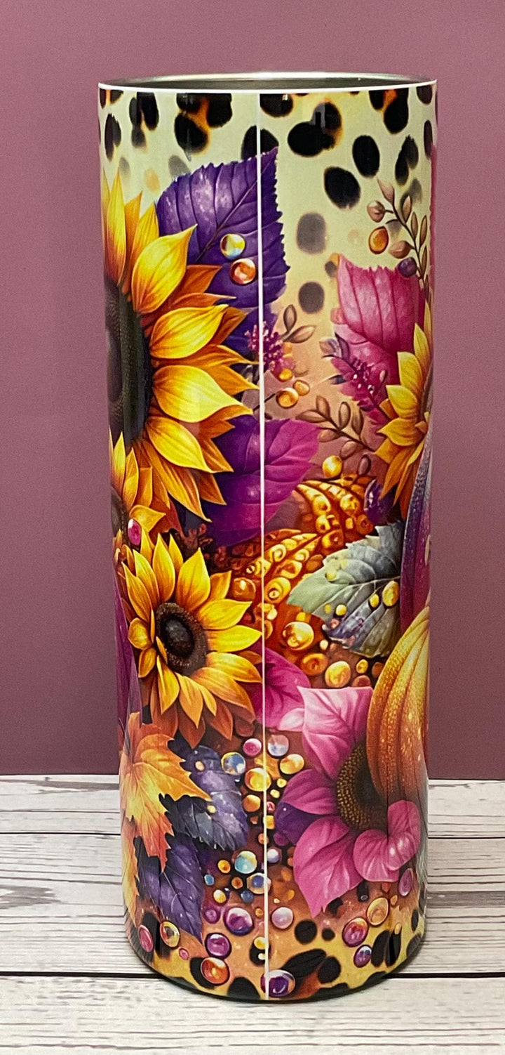 Fall Pumpkin &amp; Sunflower 20oz Tumbler  Double Wall Stainless Steel Insulated Mug with Lid