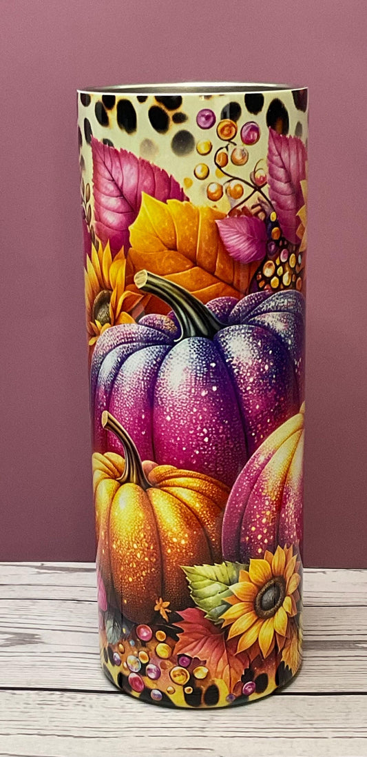 Fall Pumpkin & Sunflower 20oz Tumbler  Double Wall Stainless Steel Insulated Mug with Lid