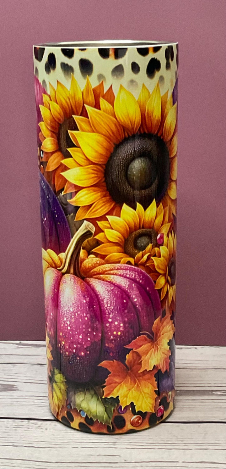 Fall Pumpkin &amp; Sunflower 20oz Tumbler  Double Wall Stainless Steel Insulated Mug with Lid
