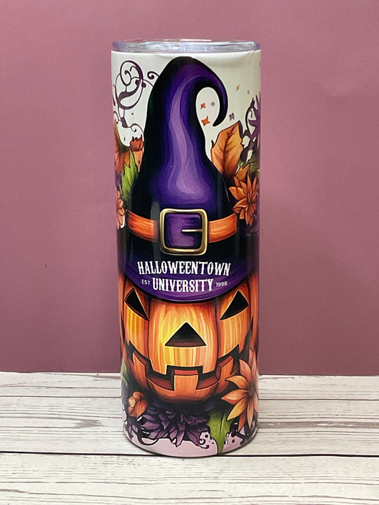 Halloweentown University Tumbler: Jack-o'-Lantern Witch Hat, Spooky Season