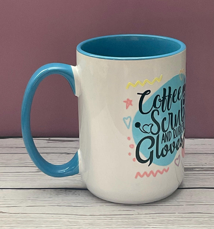 Nurse Coffee Mug: Coffee Scrubs &amp; Rubber Gloves - Medical Gift