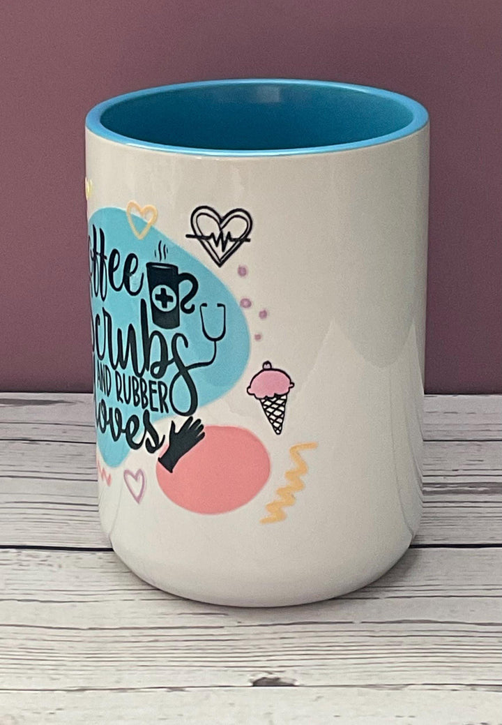 Nurse Coffee Mug: Coffee Scrubs &amp; Rubber Gloves - Medical Gift
