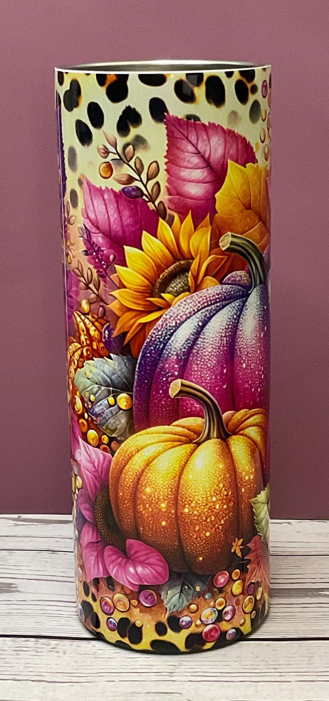Fall Pumpkin &amp; Sunflower 20oz Tumbler  Double Wall Stainless Steel Insulated Mug with Lid