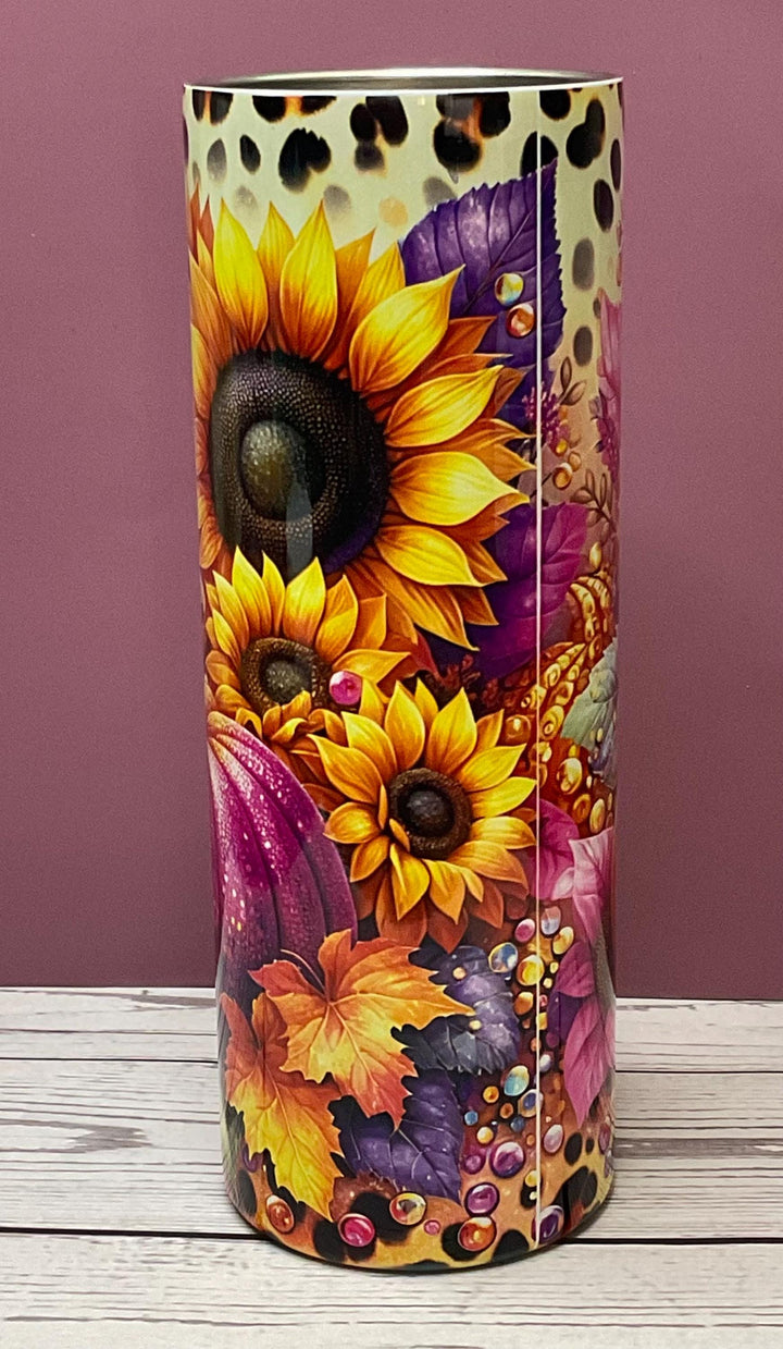 Fall Pumpkin &amp; Sunflower 20oz Tumbler  Double Wall Stainless Steel Insulated Mug with Lid