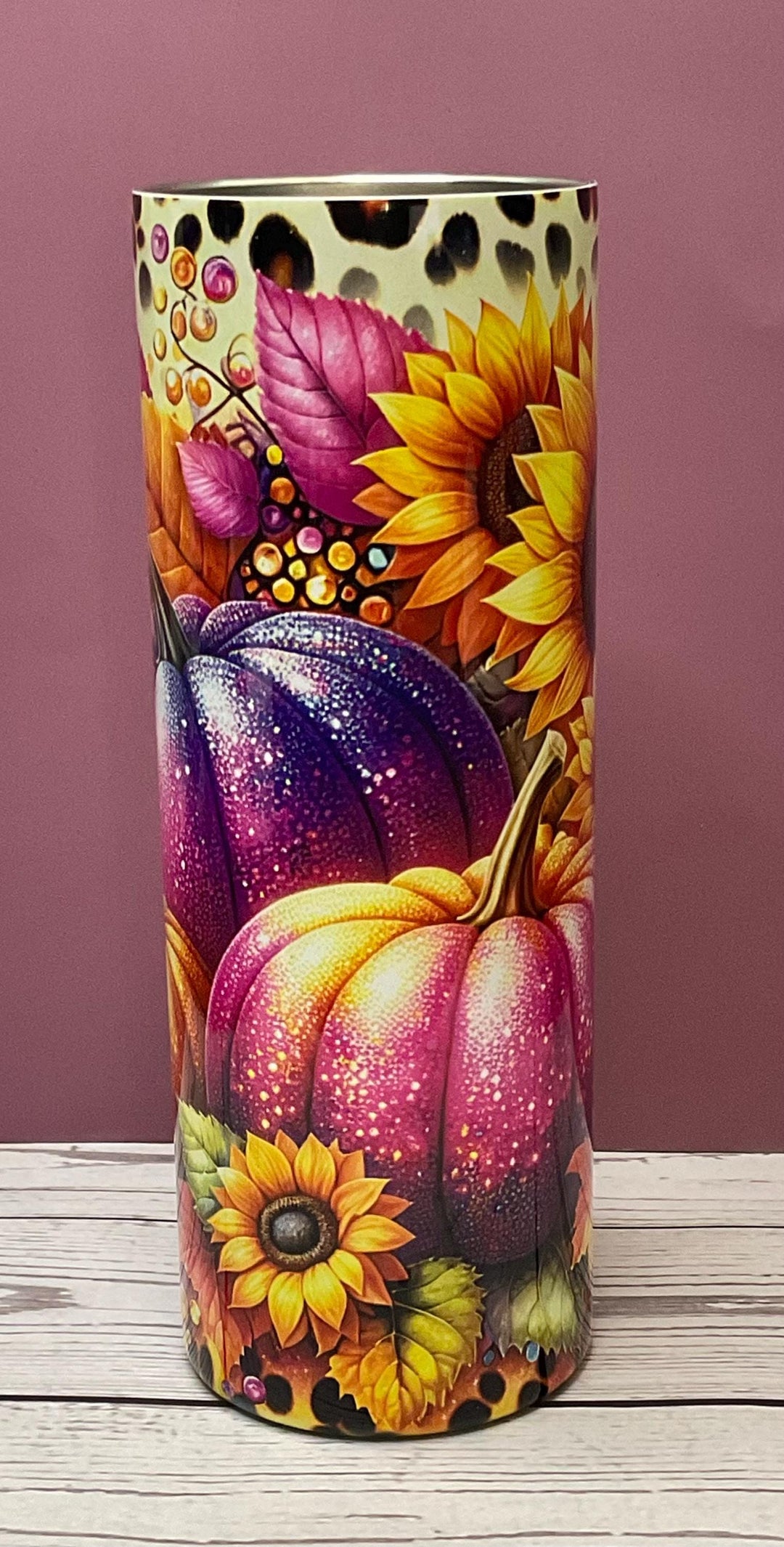 Fall Pumpkin &amp; Sunflower 20oz Tumbler  Double Wall Stainless Steel Insulated Mug with Lid