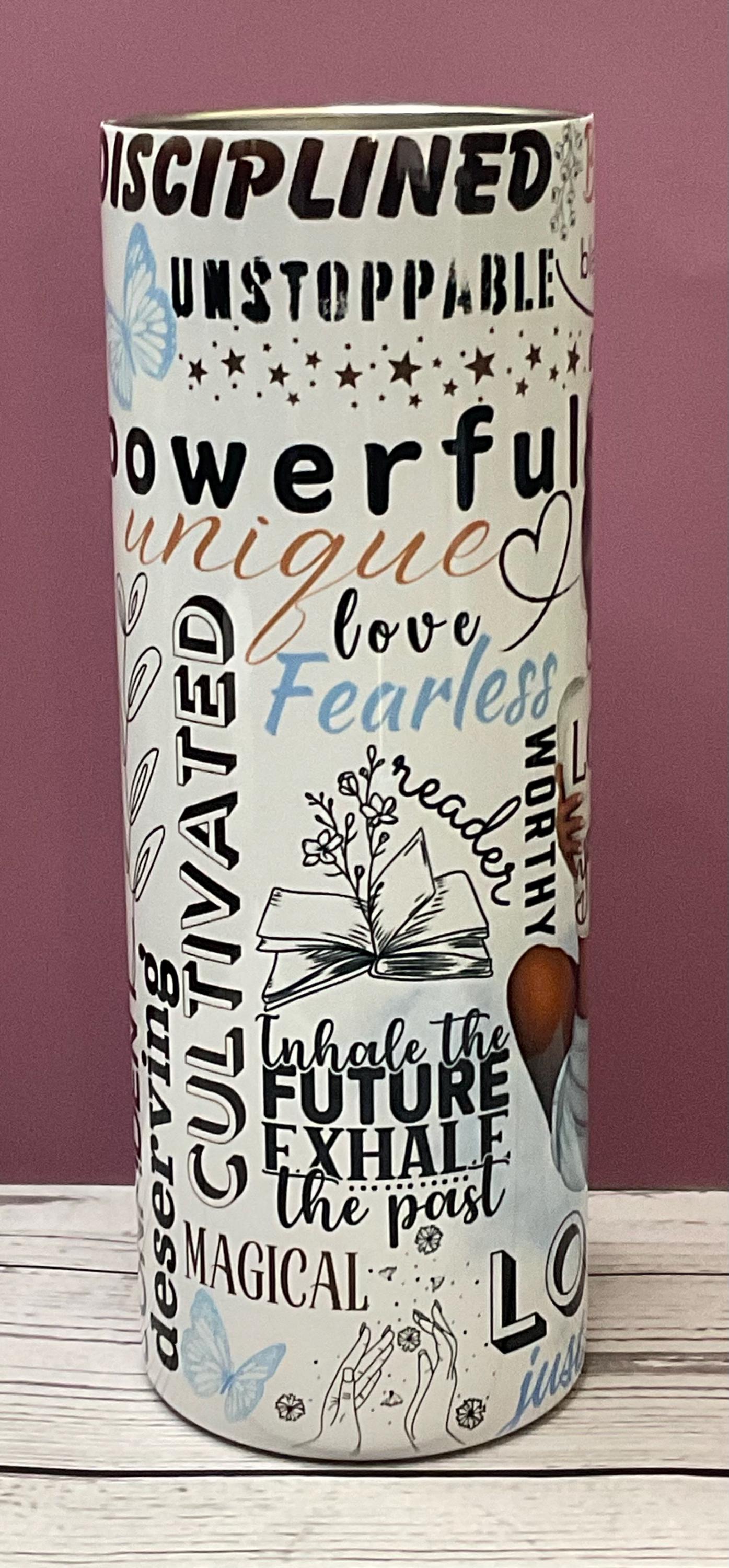 Love Yourself Affirmation 20 oz Tumbler: Insulated Stainless Steel, Melanin Gift