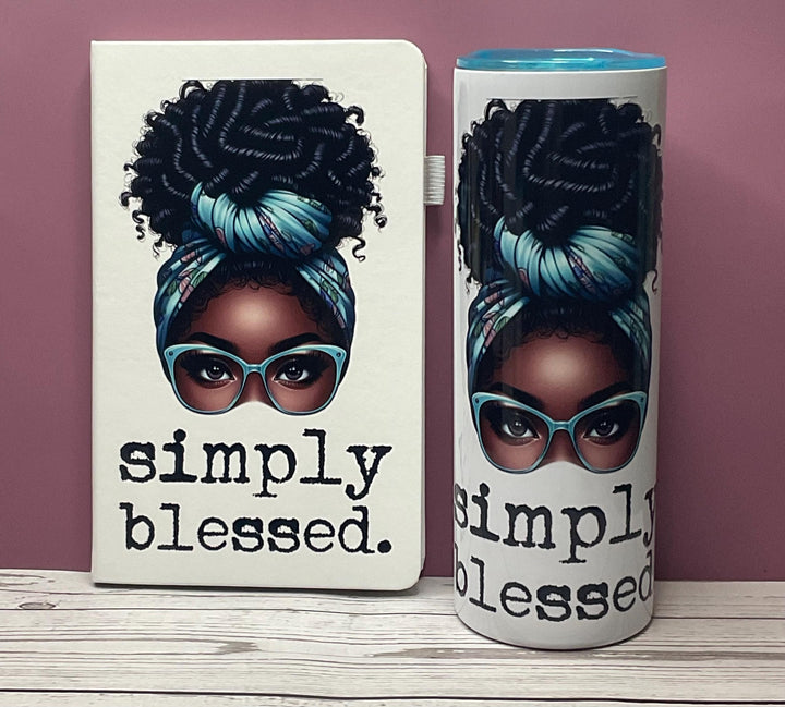 Simply Blessed Tumbler &amp; Journal Set: Afrocentric Christian Gift
